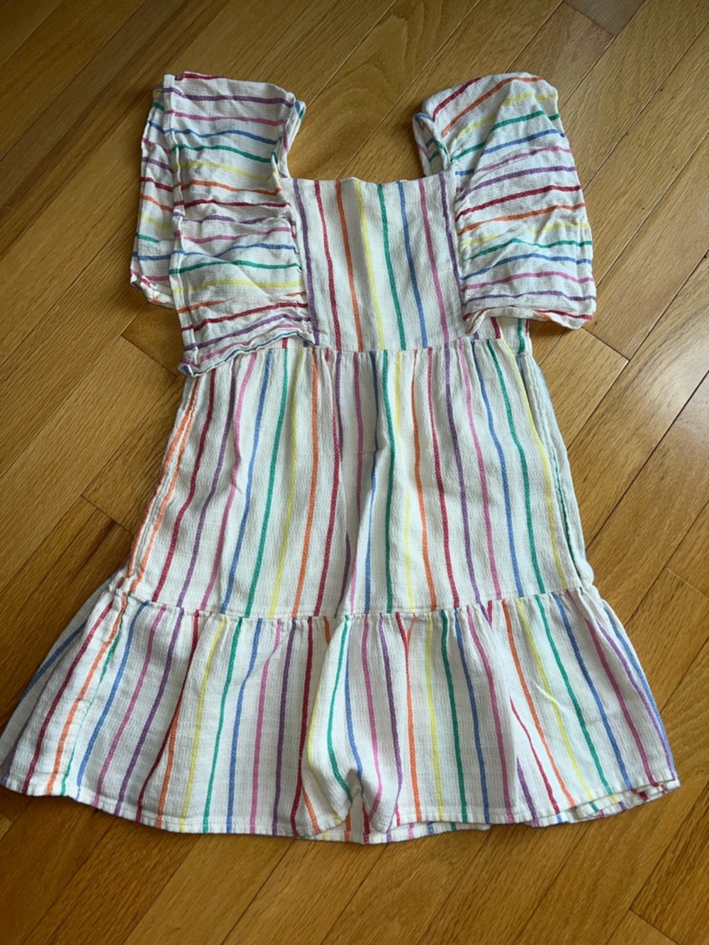 Cat & Jack Cream Dress with Rainbow Stripes